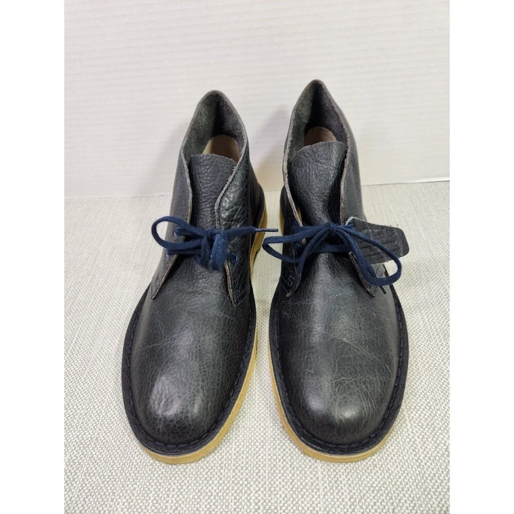 Clarks Originals 7.5 M Desert Boots Navy Blue Leather Chukka Crepe Soles 12780